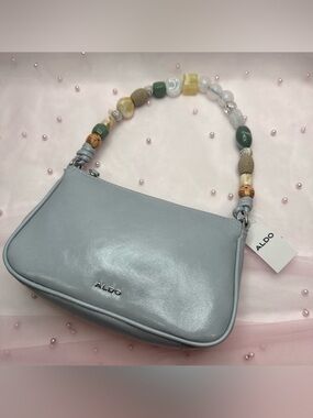 ALDO Light Blue Small Shoulder Bag Beaded Top Handle ✨